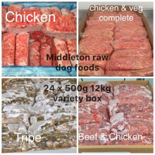 Variety Box Frozen Raw Dog Food 24x 500g bags 12kg box.